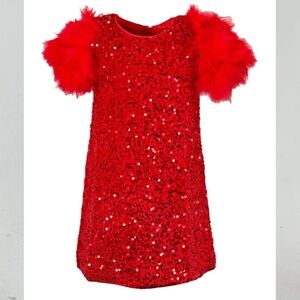 Lola + The Boys Red Sequin Kids Dance Dress